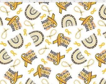 Childhood Cancer Awareness Fabric, Gold Ribbon Fabric By the yard, Custom Print Fabric (AWAR1)