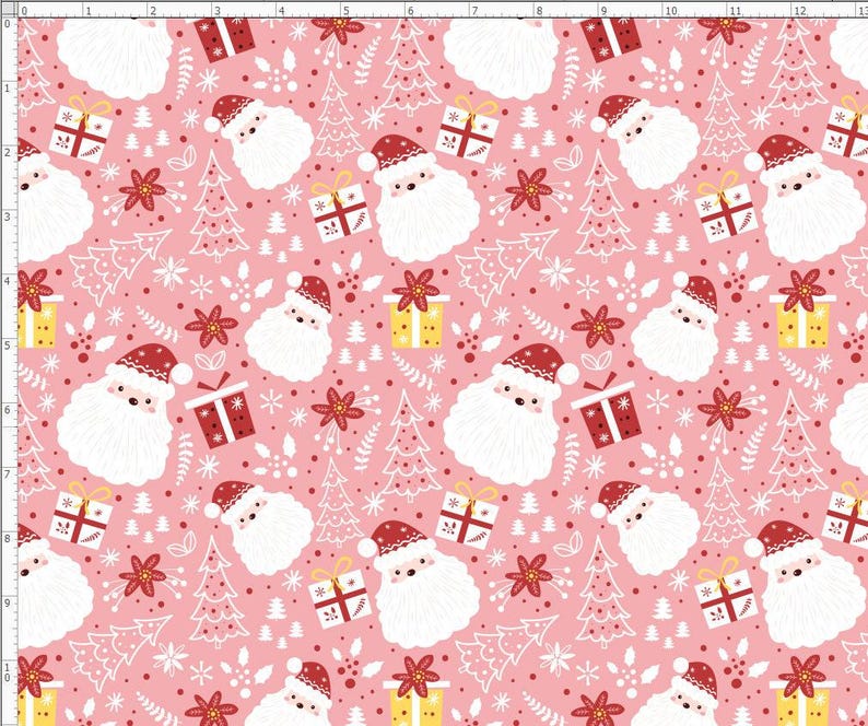 Holiday Christmas Fabric, Winter Fabric, Pink Christmas Fabric, Custom Printed Fabric (WNT256) Pink