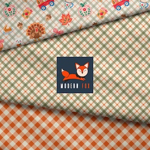 FAL124 - Fall Autumn Cozy Pattern, Thanksgiving Pumpkin Pie, Gingham Plaid Custom Fabric