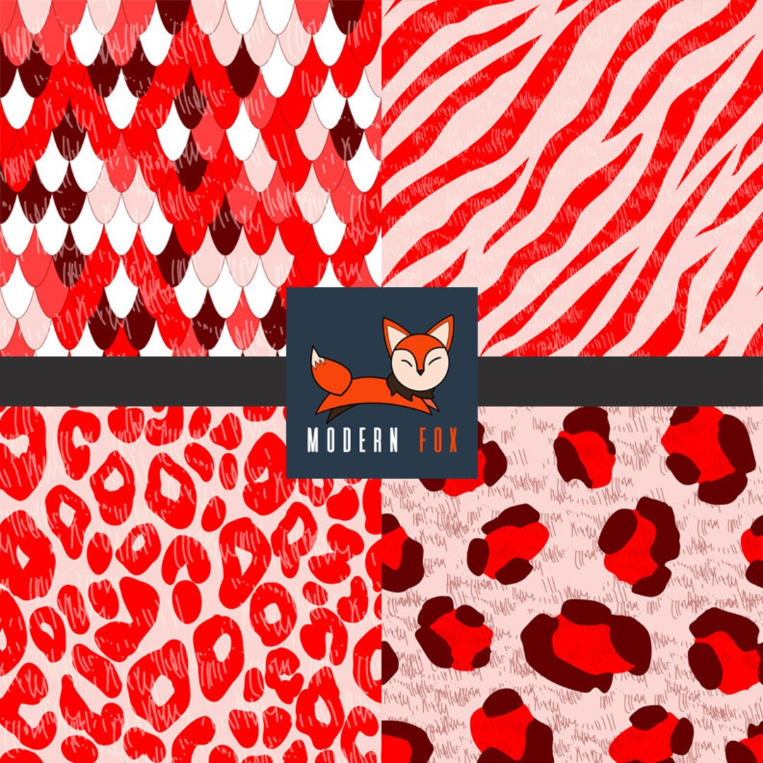 APR21 Red Animal Prints Fabric, Custom Printed Fabric by the Yard Etsy