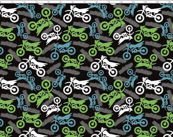 Dirt Bike Fabric, Motorcycle Fabric, Bike Fabric, Custom Printed Fabric By The Yard (BIKE2)