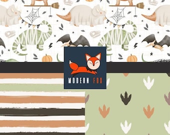DINO49 - Halloween Dinosaurs, Cute Halloween Dinosaur Ghosts Fabric By The Yard, Cute ghost Fabric, Custom Printed Fabric By The Yard
