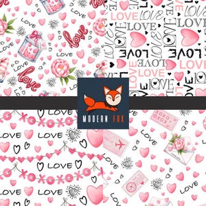 VAL193 - Valentine, Love Letters, Gnomes, Red Lips Fabric, Valentines Fabric, Kisses, XOXO Fabric, Pink Hearts, Custom Printed Fabric