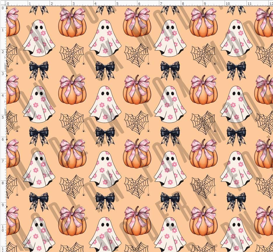 HAL260 - Cute Ghost Fabric, Cute Halloween Fabric, Custom Printed ...