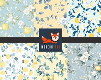 LEM11 - Lemon Fabric Pattern, Citrus Fabric, Summer Fabric, Lemon Floral Shabby Chic, Custom Printed Fabric By The Yard
