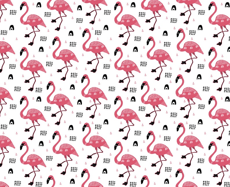 Pink Flamingo Fabric Custom Printed Fabric by the Yard FMG2 Etsy UK