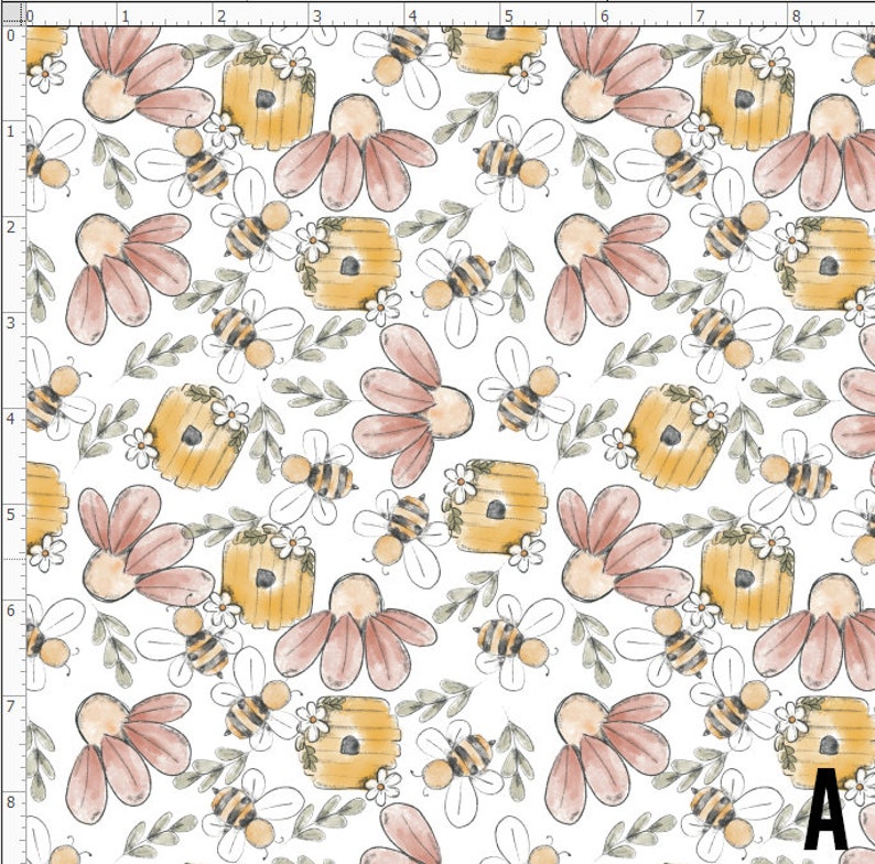 Bee Fabric Bees Print Fabric Honey Bee Custom Print Fabric - Etsy
