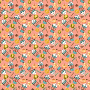 Pumpkin Spice Latte Fabric, Fall Fabric, Coffee Fabric, Coffee Fabric (FAL3) image 1
