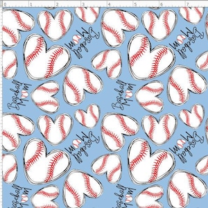 Baseball Mom Fabric, Sport Fabric, Baseball Fabric, Custom Printed Fabric By the Yard (BSB10)