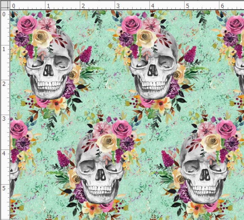 Halloween Fabric Custom Print Fabric HAL55 Skull Flowers Fabric By The Yard Sugar Skulls Fabric