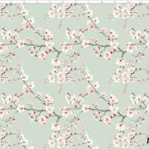 FLW284 - Cherry Blossom Pattern Fabric, Sakura Pattern Fabric, Pink Flower Fabric, Custom Printed Fabric by The Yard A