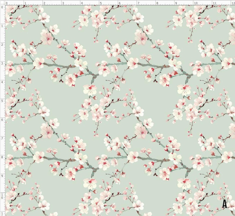FLW284 - Cherry Blossom Pattern Fabric, Sakura Pattern Fabric, Pink Flower Fabric, Custom Printed Fabric by The Yard A