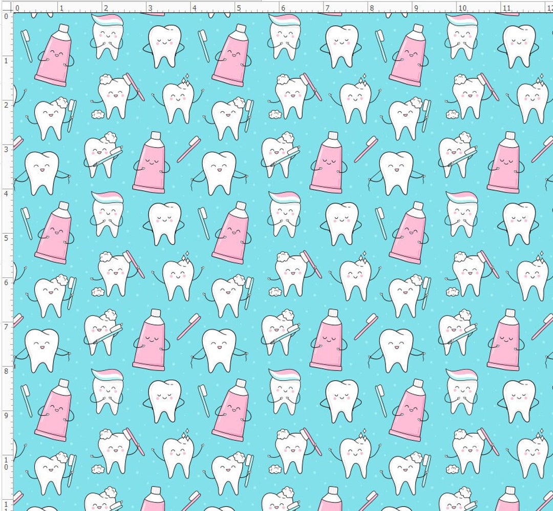 MED51 Cute Dental Fabric, Health Care Fabric, Health Fabric, Dentistry