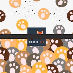 PW10 - Paws Fabric - Paw Prints Pets Dogs Cats Animals Tracks Fabric By the yard