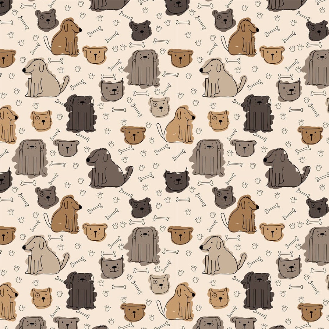 Cute Animal Fabric, Cute Dog Fabric, Cute Cat Fabric, Custom Printed