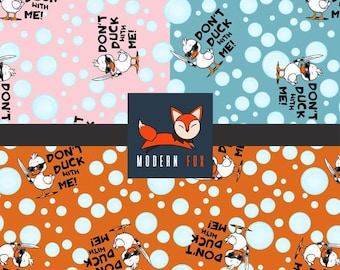 DKY7 - Don't duck With Me,  Rubber Ducky Fabric by the Yard, Yellow Duck Fabric, Bubble Bath Fabric By the yard