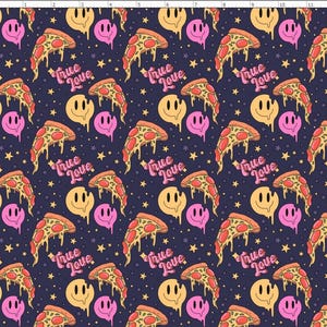 PZA4 - True Love Pizza, Fast Food  Fabric, Pizza Fabric, Custom Printed Fabric By The Yard