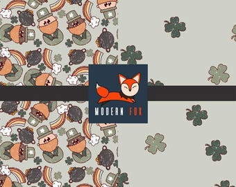 STP20 - Lucky, Four Leaf Clover, Shamrock, St. Patrick's Day Fabric, St. Patrick's Fabric, Custom Printed Fabric By The Yard
