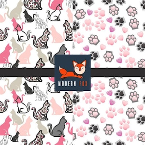 Cute Cat Fabric By The Yard, Cat Fabric, Kitten Fabric, Custom Printed Fabric (CT17)