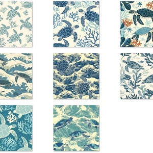 TURT4 - Sea Turtle Fabric by the Yard. Marine, Sea Life Fabric, Custom Printed Fabric