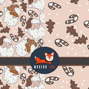 Christmas Santa Claus Fabric, Holidays Fabric, Vintage Santa, Snowflakes Fabric, Vintage Christmas Fabric By The Yard (WNT244)