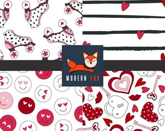 VAL210 -  Pink Valentines Hearts Cakes Fabric, Custom Printed Fabric By The Yard