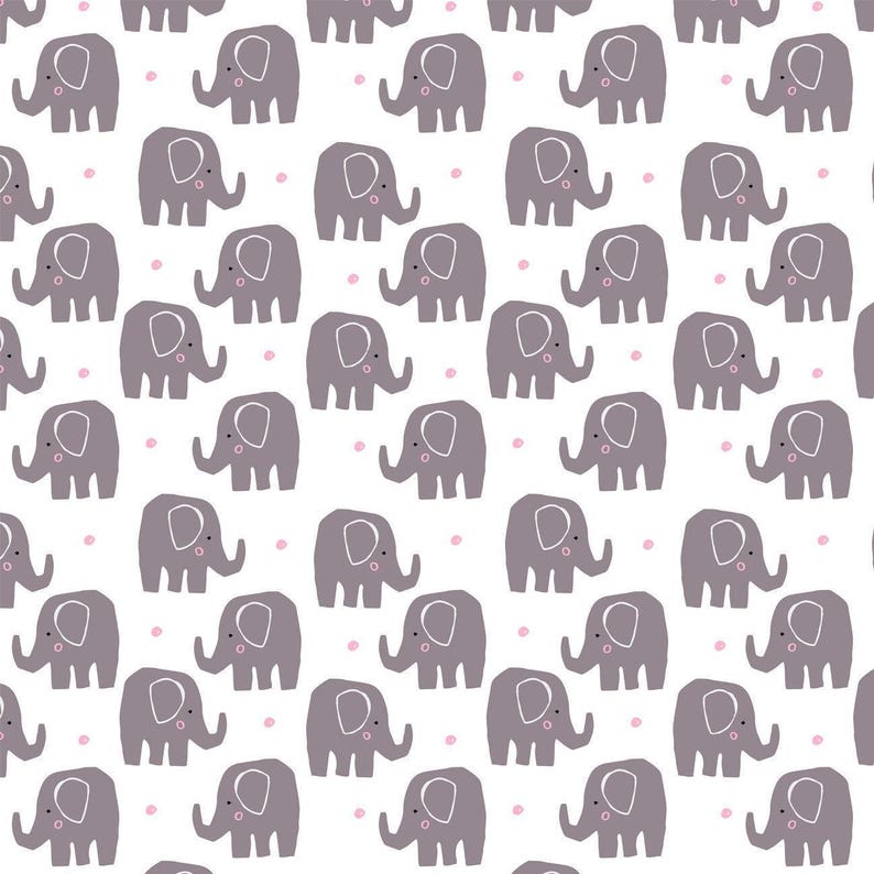 EANT1 - Elephant Fabric by the Yard. Custom Print Fabric. image 1