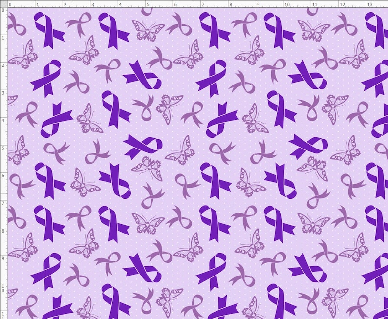 Purple Ribbon Awareness Fabric Purple Ribbon Fabric by the - Etsy