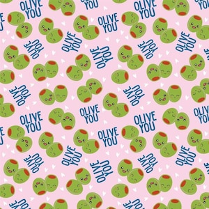 Olive Fabric , Olive You Custom Printed Fabric By The Yard (OLV1)