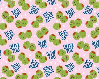 Olive Fabric , Olive You Custom Printed Fabric By The Yard (OLV1)