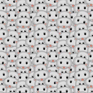 Hippopotamus Fabric by the Yard. Wild Animal Jungle Pattern, Cute Animal Fabric, Custom Printed Fabric (HPO1)
