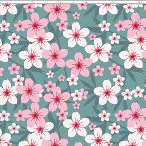 Cherry Blossom Pattern Fabric, Sakura Pattern Fabric, Pink Flower Fabric, Custom Printed Fabric by The Yard (FLW68) image 3