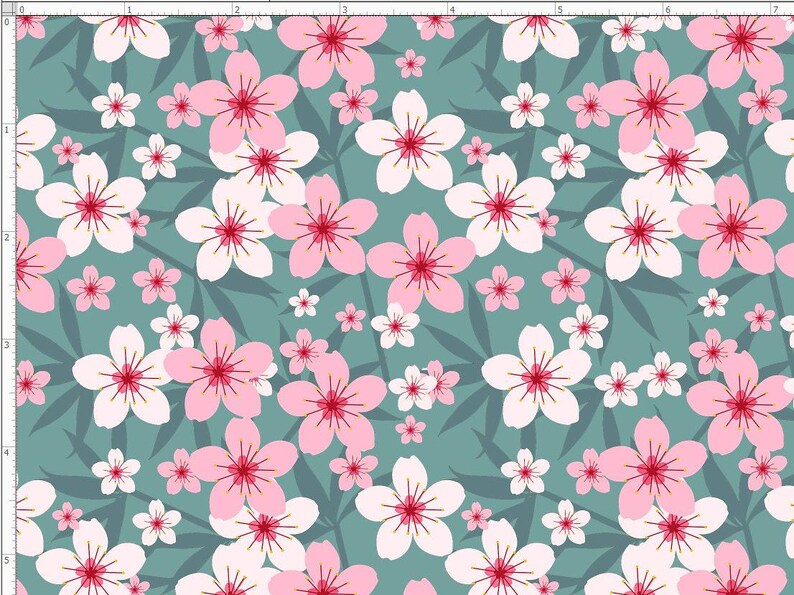 Cherry Blossom Pattern Fabric, Sakura Pattern Fabric, Pink Flower Fabric, Custom Printed Fabric by The Yard (FLW68) image 3