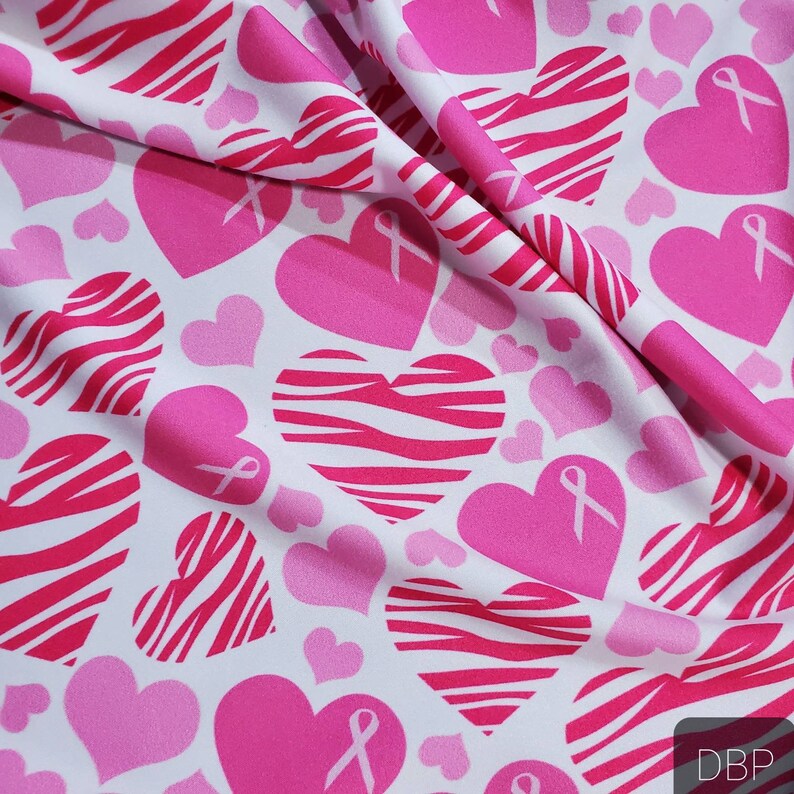 Custom Print Fabric BCA10 Breast Cancer Fabric By the yard Pink Zebra Breast Cancer Awareness Fabric
