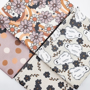 Halloween, EXTRA LARGE, 4 Pcs. of 18&quot; x 30&quot; each Fat Quarters Bundle, Premium Quality 100% Organic Cotton Sateen (FQ44)