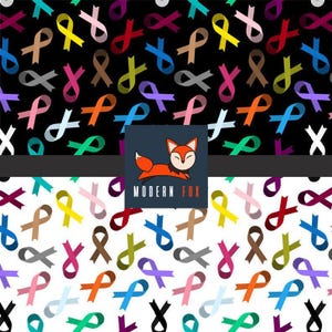 AWAR38 - Cancer Awareness Fabric, Orange Ribbon Awareness, gray ribbon, Blue Ribbon, Red Ribbon, Green Ribbon Awareness Month bild 1