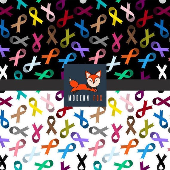 AWAR38 - Cancer Awareness Fabric, Orange Ribbon Awareness, gray ribbon, Blue Ribbon, Red Ribbon, Green Ribbon Awareness Month