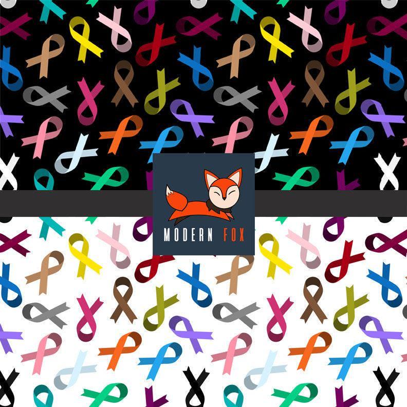 AWAR38 - Cancer Awareness Fabric, Orange Ribbon Awareness, gray ribbon, Blue Ribbon, Red Ribbon, Green Ribbon Awareness Month