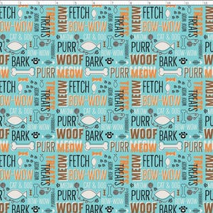 Pet Fabric - Paw Prints Pets Dogs Cats Animals Fabric, Custom Printed Fabric By the yard (PET1)
