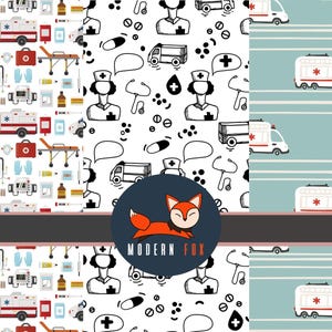 Paramedic, Ambulance, Medical Fabric, Health Care Fabric, Health Fabric, Custom Printed Fabric (MED13)