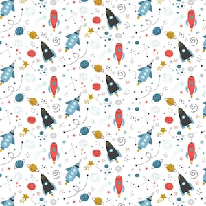 Planets, Outer Space, Solar System, Galaxy Fabric, Custom Printed Fabric By the yard (GLX3)