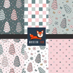 WNT377-Pink Christmas Tree, Holidays Fabric, Retro Christmas, Snowflakes Fabric, Vintage Christmas Fabric By The Yard