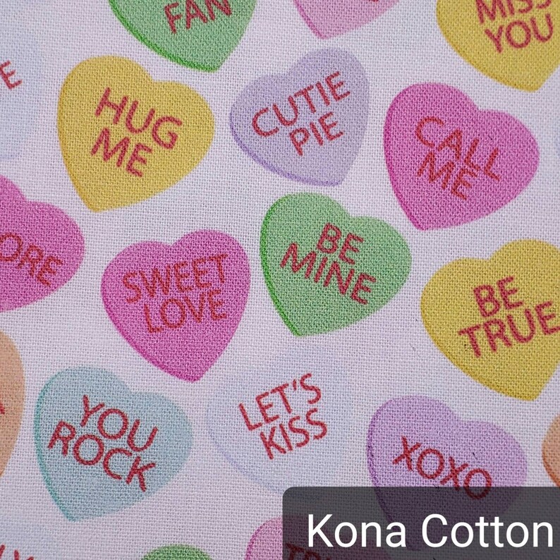 Candy Hearts Fabric Valentines Heart Fabric Candy Fabric Etsy