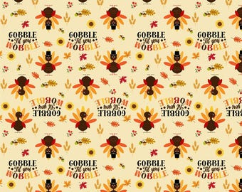 Thanksgiving Fabric, Turkeys Harvest Thanksgiving Cotton Fabric, Custom Print Fabric (FAL8)