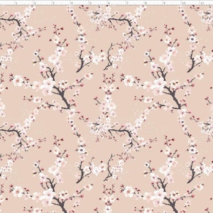 FLW284 - Cherry Blossom Pattern Fabric, Sakura Pattern Fabric, Pink Flower Fabric, Custom Printed Fabric by The Yard B