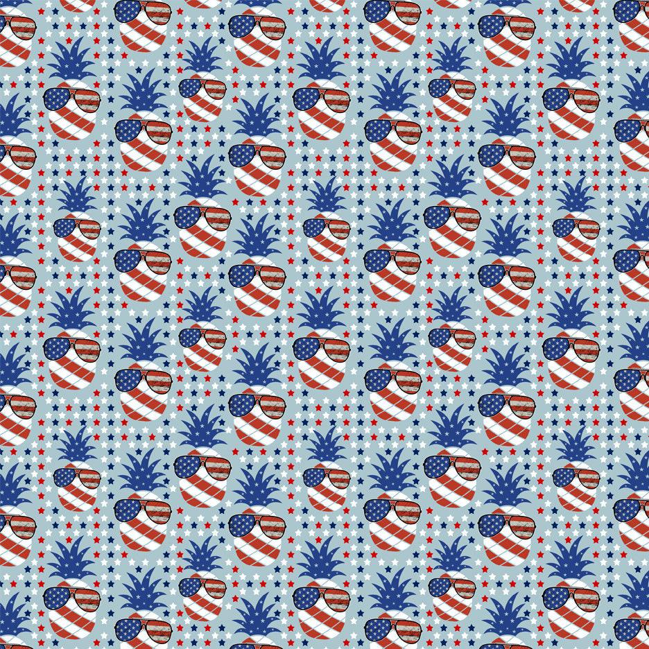4th July Fabric, Patriotic Pineapple Fabric, USA Patriotic Fabric, Pineapple Fabric by the Yard (ID41)
