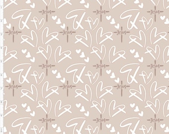 ET137 - Jesus Loves You, Christian Religion Easter fabric, Jesus Christ Fabric, Cross Fabric, Custom Printed Fabric By The Yard