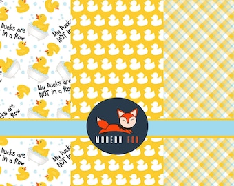 Rubber Ducky Fabric by the Yard, Yellow Duck Fabric, Bubble Bath Fabric By the yard, My Duck are not in a Row (DKY1)