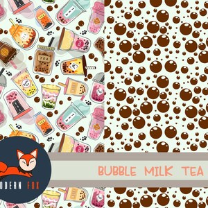Bubble Tea Fabric, Boba Tea Fabric - Bubble Milk Fabric - Fabric By The Yard, Custom Printed Fabric By The Yard (BBT5)
