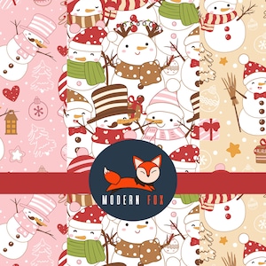 Holiday Christmas Fabric, Pink Snowman, Winter Fabric, Pink Christmas Fabric, Custom Printed Fabric (WNT260)